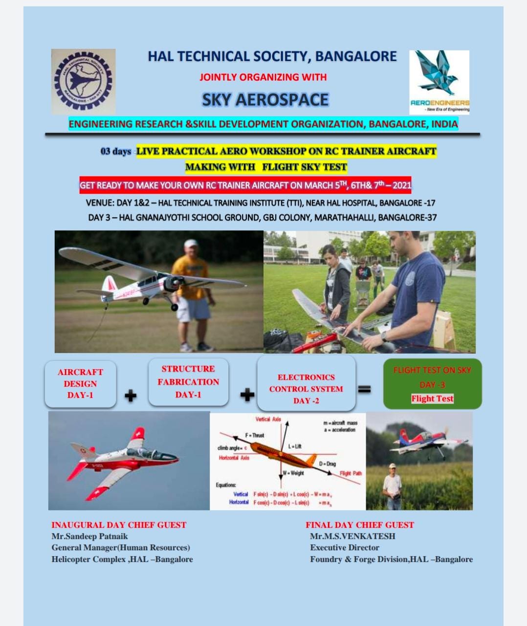Live Practical Workshop on RC Aircraft Making and Flight Test 2021